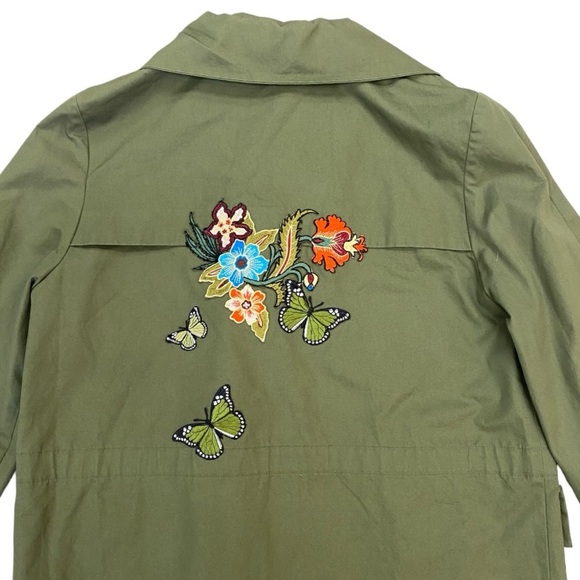 Sandro Utility Jacket Army Green Embroidered Size Small - Picture 8 of 11